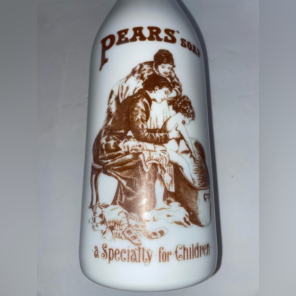 Vintage Milk Glass Pears Soap Advertising Bottle 10” Tall - Picture 2 of 4
